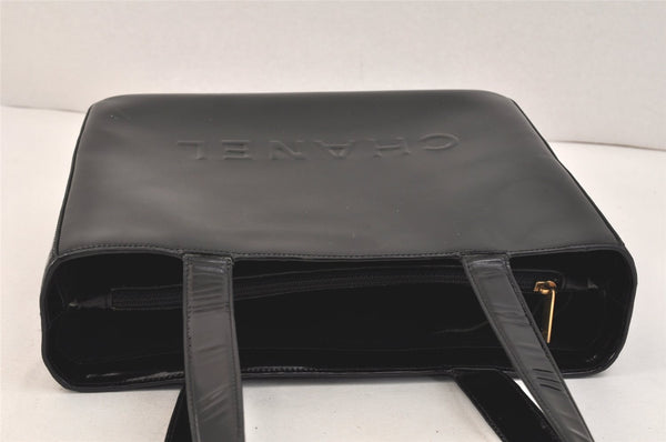 Authentic CHANEL Vintage Enamel Shoulder Hand Bag Purse Black 3485K