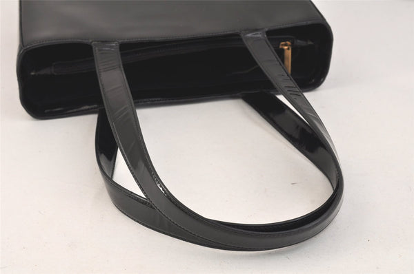 Authentic CHANEL Vintage Enamel Shoulder Hand Bag Purse Black 3485K