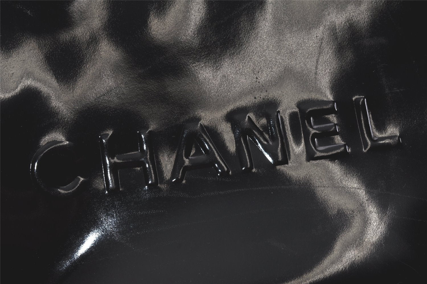Authentic CHANEL Vintage Enamel Shoulder Hand Bag Purse Black 3485K