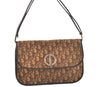 Authentic Christian Dior Trotter Shoulder Cross Bag Canvas Leather Brown 3486K