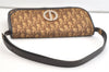 Authentic Christian Dior Trotter Shoulder Cross Bag Canvas Leather Brown 3486K