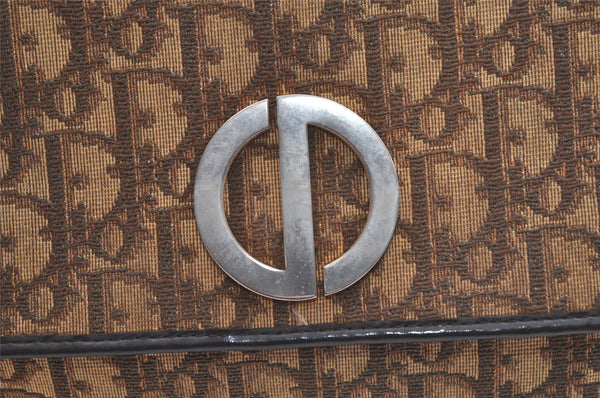 Authentic Christian Dior Trotter Shoulder Cross Bag Canvas Leather Brown 3486K