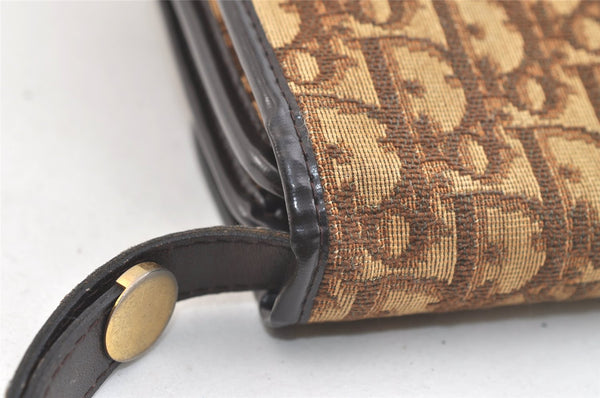 Authentic Christian Dior Trotter Shoulder Cross Bag Canvas Leather Brown 3486K