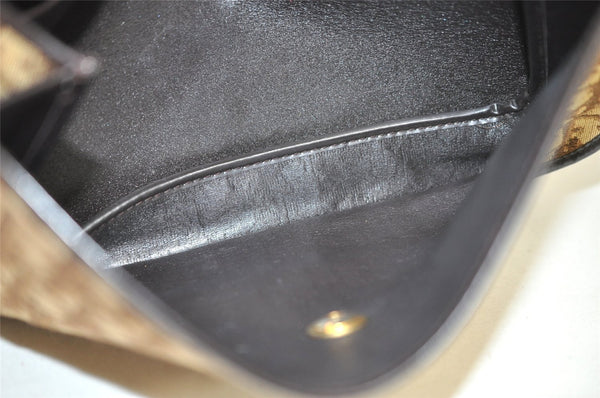 Authentic Christian Dior Trotter Shoulder Cross Bag Canvas Leather Brown 3486K