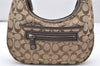 Authentic COACH Signature Shoulder Hand Bag Canvas Leather 6045 Brown 3487K