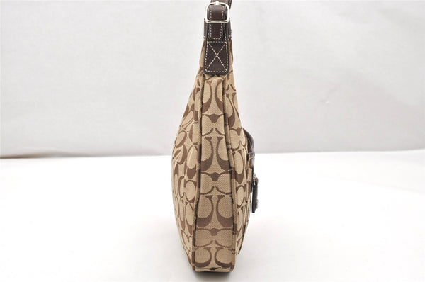 Authentic COACH Signature Shoulder Hand Bag Canvas Leather 6045 Brown 3487K