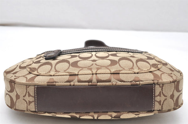 Authentic COACH Signature Shoulder Hand Bag Canvas Leather 6045 Brown 3487K