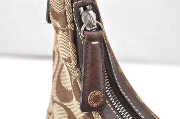 Authentic COACH Signature Shoulder Hand Bag Canvas Leather 6045 Brown 3487K