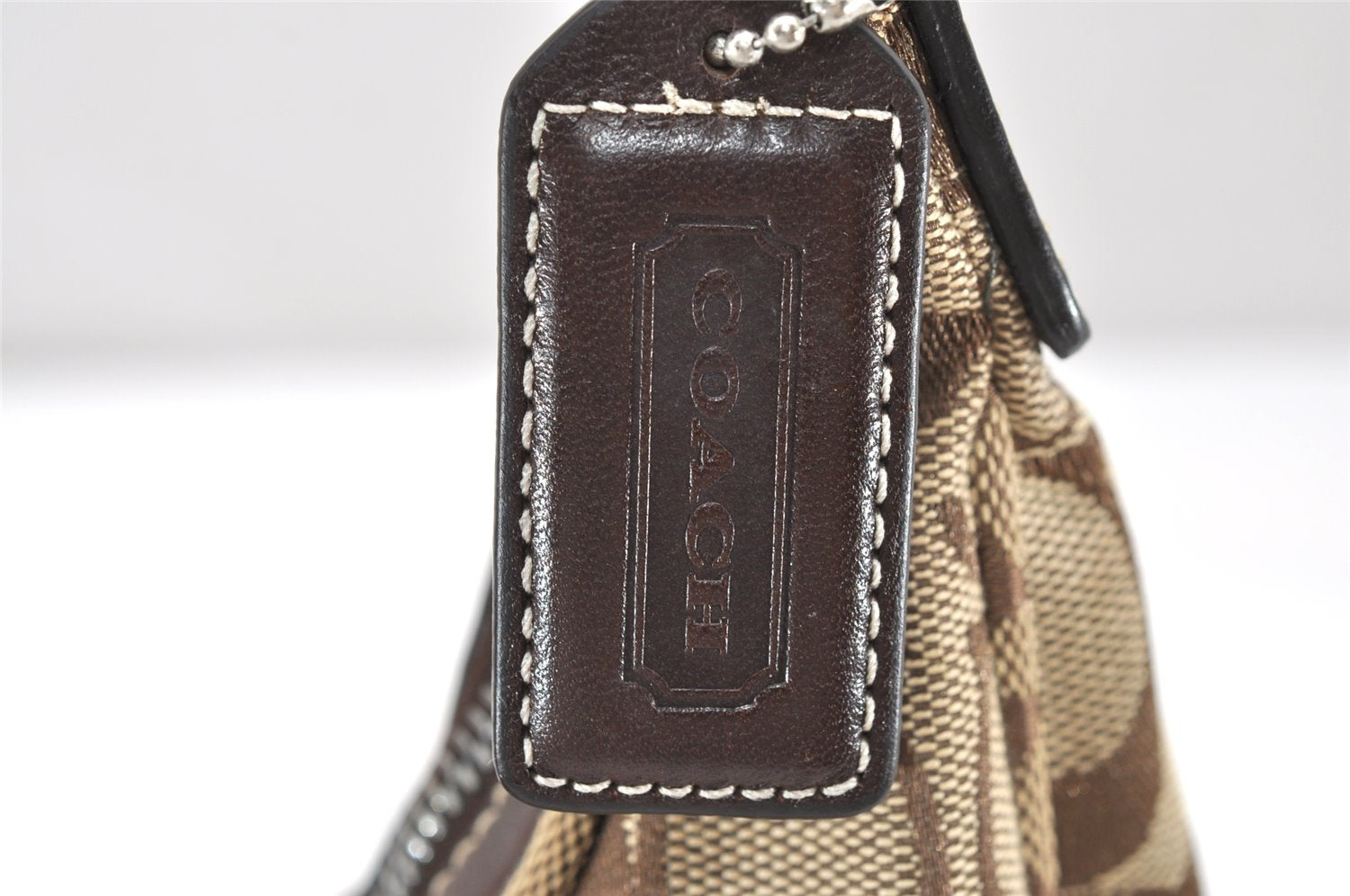 Authentic COACH Signature Shoulder Hand Bag Canvas Leather 6045 Brown 3487K