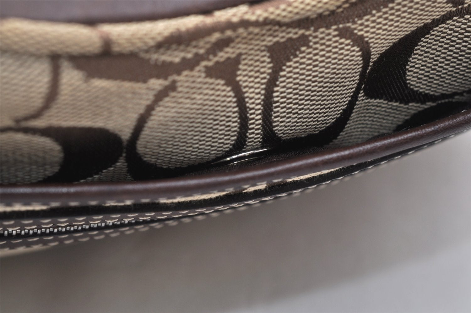 Authentic COACH Signature Shoulder Hand Bag Canvas Leather 6045 Brown 3487K