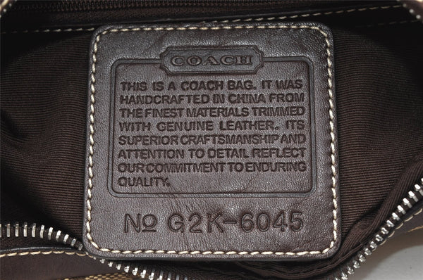 Authentic COACH Signature Shoulder Hand Bag Canvas Leather 6045 Brown 3487K