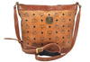 Authentic MCM Vintage Visetos Leather Shoulder Cross Body Bag Purse Brown 3488K