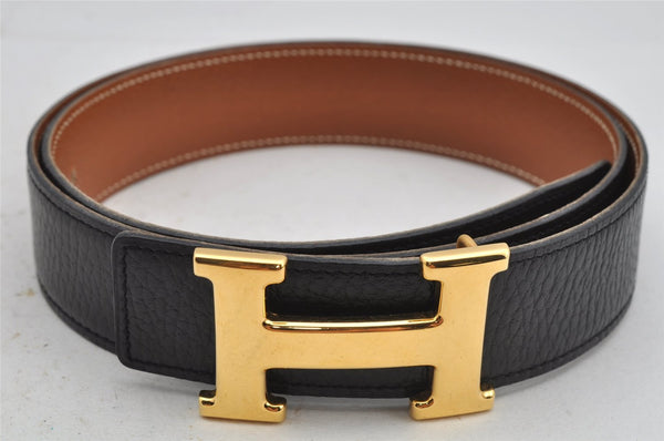 Authentic HERMES Constance Leather Belt Size 85cm 33.5" Black Brown 3489J