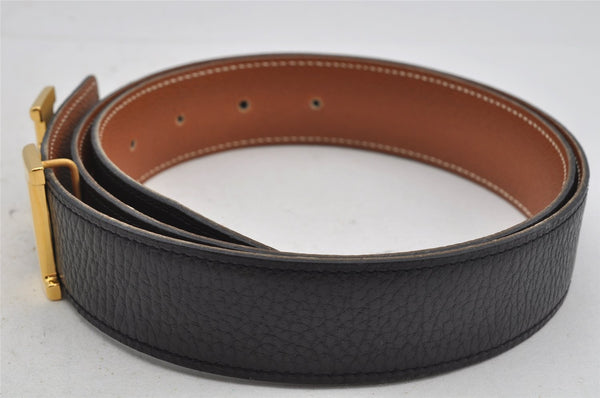 Authentic HERMES Constance Leather Belt Size 85cm 33.5" Black Brown 3489J