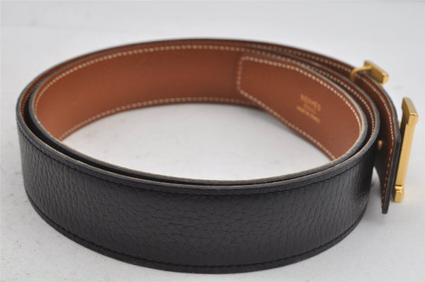 Authentic HERMES Constance Leather Belt Size 85cm 33.5" Black Brown 3489J