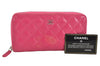 Authentic CHANEL Calf Skin Matelasse Long Wallet Purse CC Logo Pink 3492K