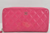 Authentic CHANEL Calf Skin Matelasse Long Wallet Purse CC Logo Pink 3492K