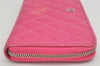 Authentic CHANEL Calf Skin Matelasse Long Wallet Purse CC Logo Pink 3492K