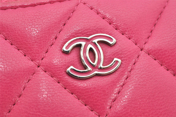 Authentic CHANEL Calf Skin Matelasse Long Wallet Purse CC Logo Pink 3492K