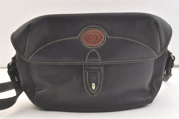 Authentic GUCCI Vintage Shoulder Cross Body Bag Purse Leather Black 3494K