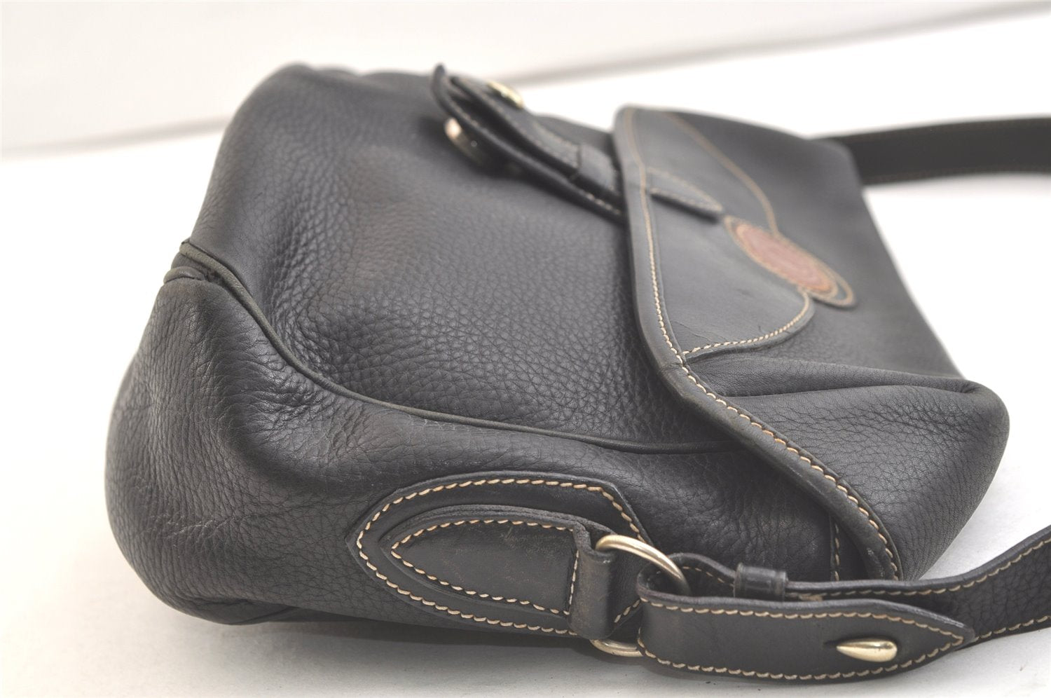 Authentic GUCCI Vintage Shoulder Cross Body Bag Purse Leather Black 3494K