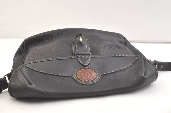 Authentic GUCCI Vintage Shoulder Cross Body Bag Purse Leather Black 3494K