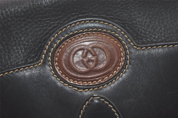 Authentic GUCCI Vintage Shoulder Cross Body Bag Purse Leather Black 3494K