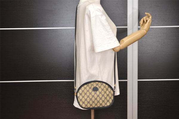 Authentic GUCCI Shoulder Cross Body Bag Purse GG PVC Leather Navy Blue 3495J