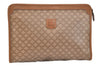 Authentic CELINE Macadam Blason Pattern Clutch Hand Bag PVC Leather Brown 3495K