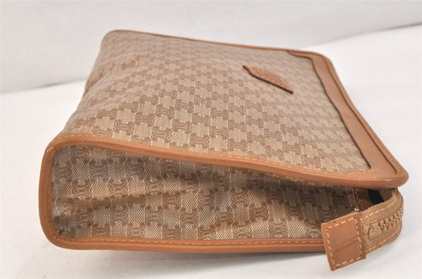 Authentic CELINE Macadam Blason Pattern Clutch Hand Bag PVC Leather Brown 3495K