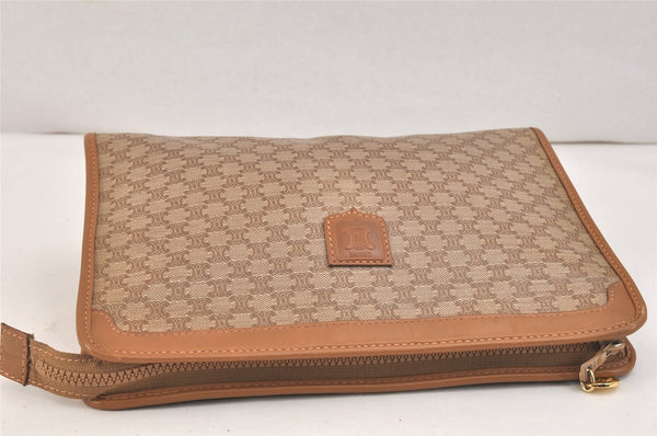Authentic CELINE Macadam Blason Pattern Clutch Hand Bag PVC Leather Brown 3495K