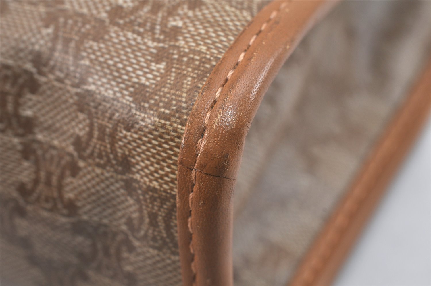 Authentic CELINE Macadam Blason Pattern Clutch Hand Bag PVC Leather Brown 3495K