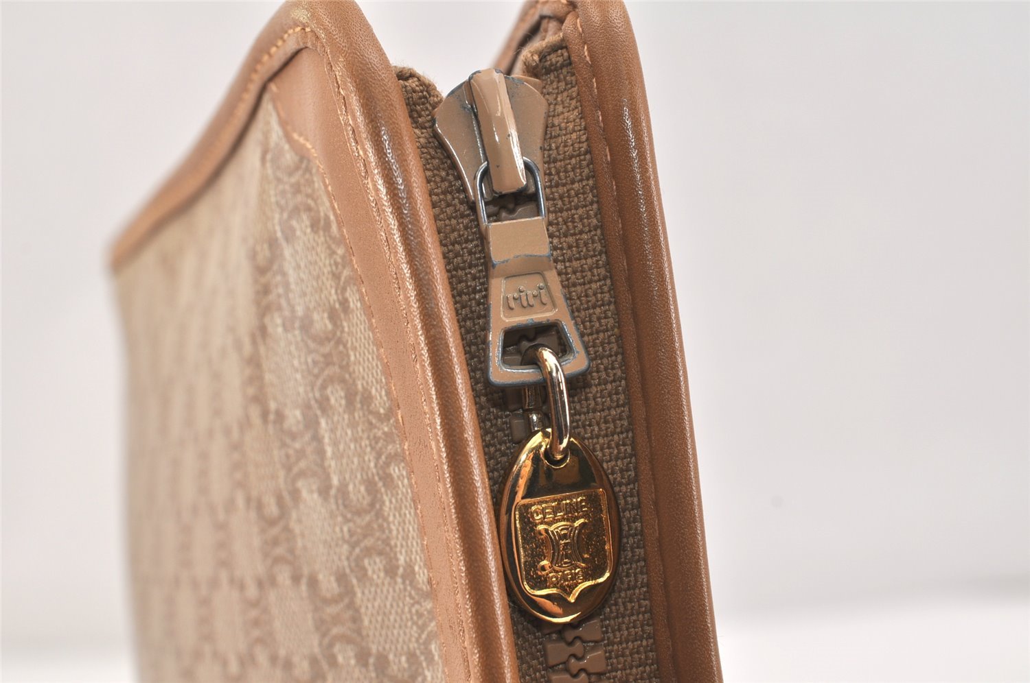 Authentic CELINE Macadam Blason Pattern Clutch Hand Bag PVC Leather Brown 3495K