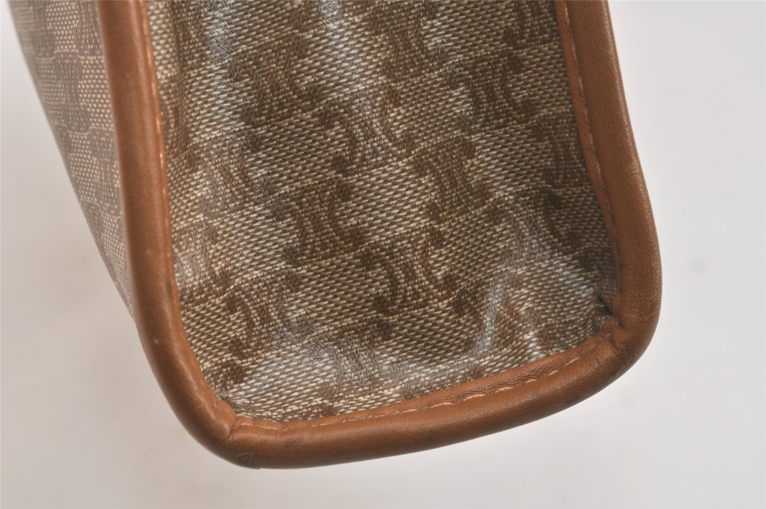 Authentic CELINE Macadam Blason Pattern Clutch Hand Bag PVC Leather Brown 3495K