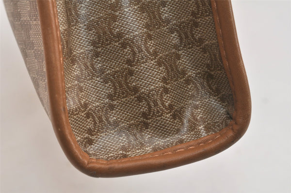 Authentic CELINE Macadam Blason Pattern Clutch Hand Bag PVC Leather Brown 3495K