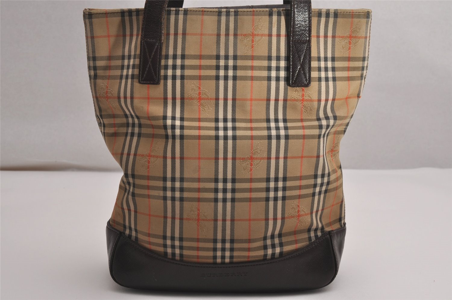 Authentic BURBERRY Nova Check Shoulder Tote Bag Canvas Leather Beige Brown 3496J