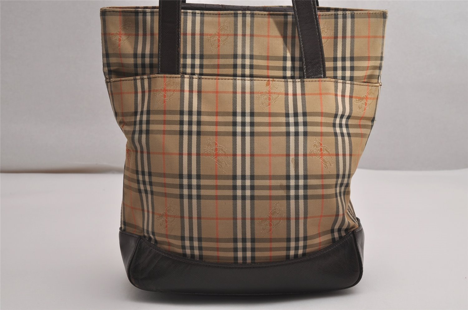 Authentic BURBERRY Nova Check Shoulder Tote Bag Canvas Leather Beige Brown 3496J