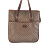 Authentic GUCCI Web Sherry Line Micro GG Tote Bag PVC Leather Brown Junk 3499J