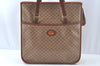 Authentic GUCCI Web Sherry Line Micro GG Tote Bag PVC Leather Brown Junk 3499J