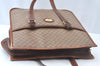 Authentic GUCCI Web Sherry Line Micro GG Tote Bag PVC Leather Brown Junk 3499J