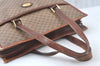 Authentic GUCCI Web Sherry Line Micro GG Tote Bag PVC Leather Brown Junk 3499J