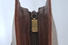 Authentic GUCCI Web Sherry Line Micro GG Tote Bag PVC Leather Brown Junk 3499J