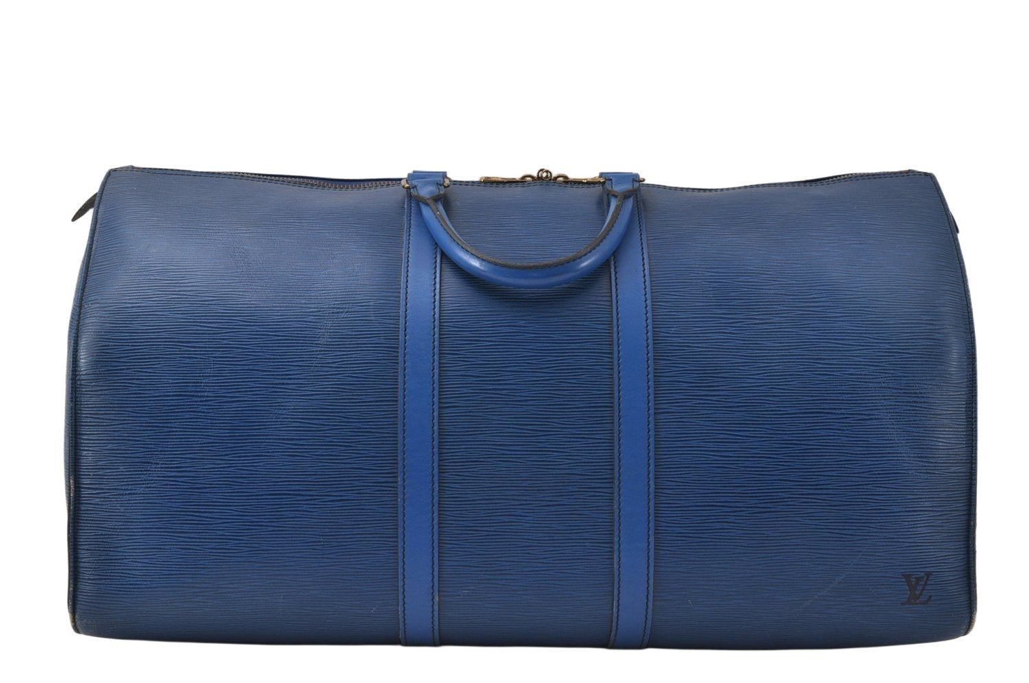 Authentic Louis Vuitton Epi Keepall 55 Boston Travel Bag Blue M42955 LV 3499K