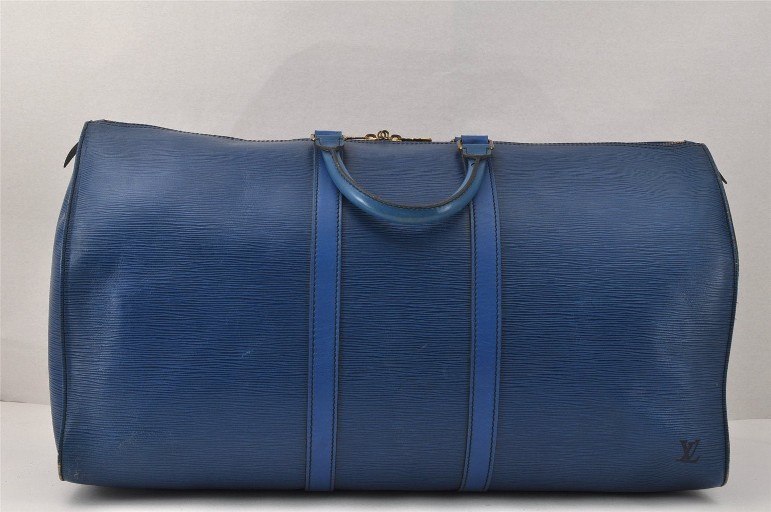 Authentic Louis Vuitton Epi Keepall 55 Boston Travel Bag Blue M42955 LV 3499K