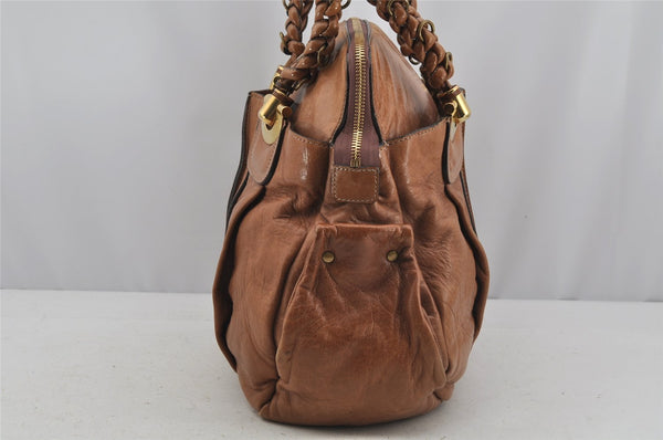 Authentic Chloe Vintage Eloise Shoulder Tote Bag Leather Brown 3501J