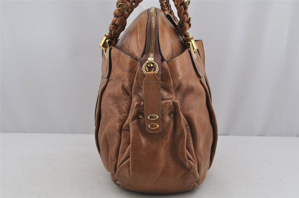 Authentic Chloe Vintage Eloise Shoulder Tote Bag Leather Brown 3501J