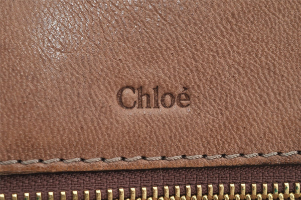 Authentic Chloe Vintage Eloise Shoulder Tote Bag Leather Brown 3501J