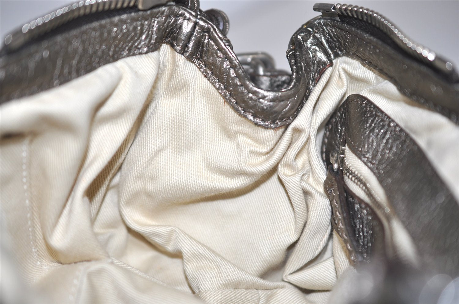 Authentic Chloe Mini Paddington Leather Hand Bag Purse Metallic Khaki 3502J
