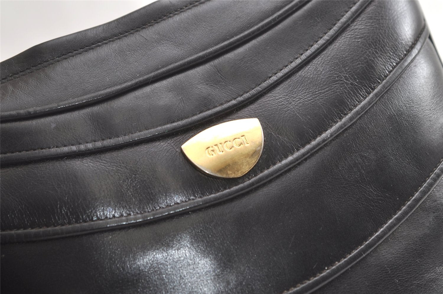 Authentic GUCCI Vintage Shoulder Cross Body Bag Purse Leather Black Junk 3502K