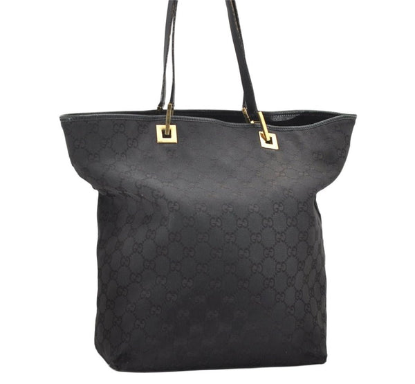 Authentic GUCCI Vintage Shoulder Tote Bag GG Canvas Leather 0021098 Black 3503K